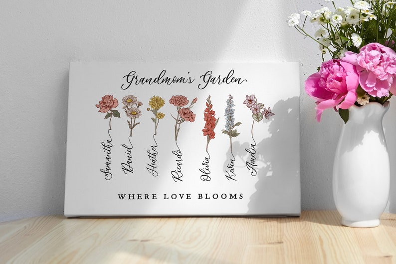 Personalized Mother's Day Gift for Grandma's Garden Print Custom Birth Flowers with Names Nana's Garden Mom's Flowers Digital Printable image 6