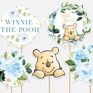 Winnie the Pooh Centerpieces Baby Shower Decoration Winnie the Pooh Party Decor Cutouts Cake Topper Printable Digital