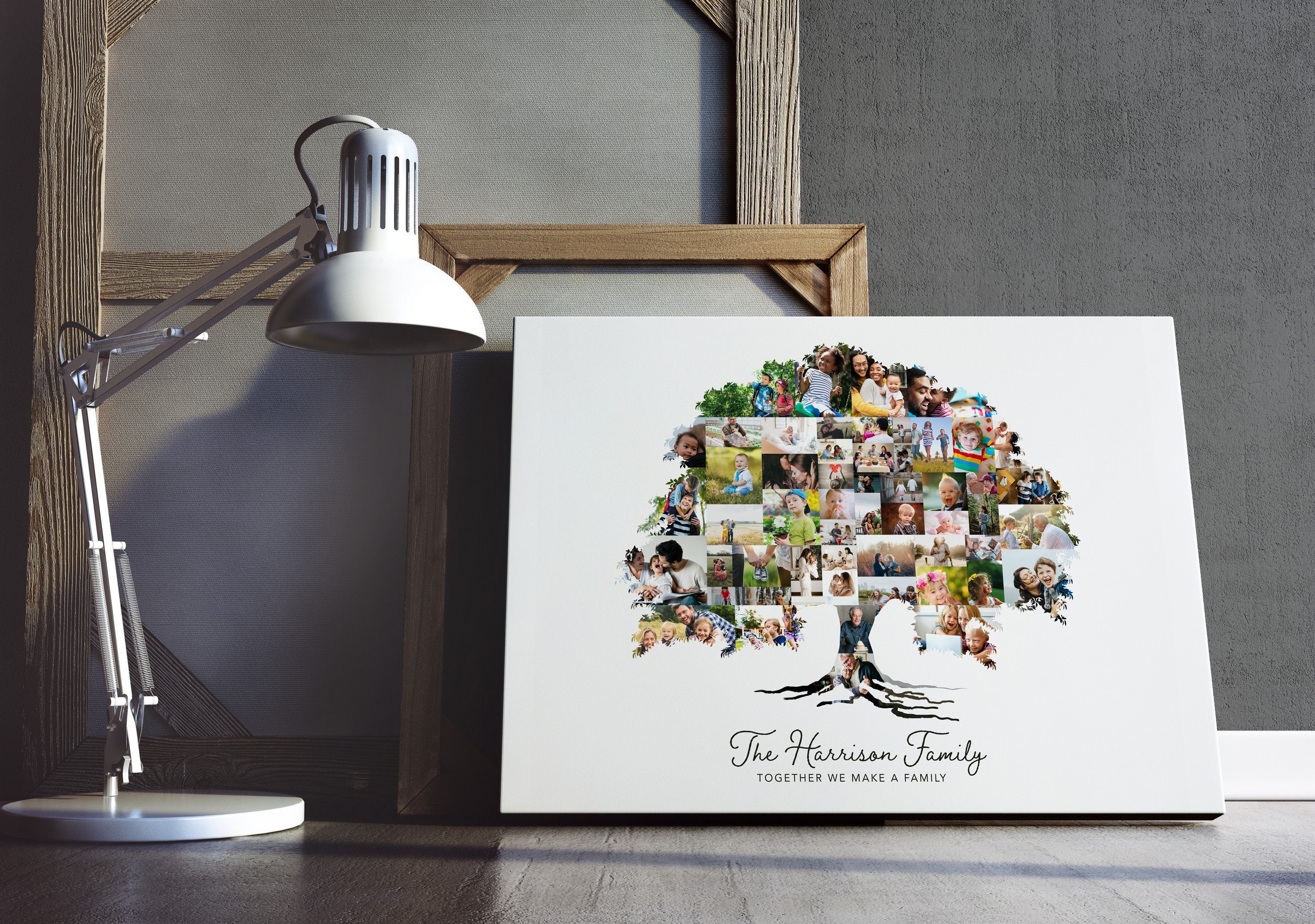 Family Tree Wall Art Collage Custom Photo Collage Canvas Christmas Gift ...