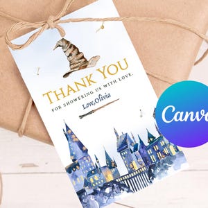 Wizard Baby Shower Thank You Tags Printable A Magical Bundle Is On The Way Decoration Favor Tag Birthday Party Decor Editable Template