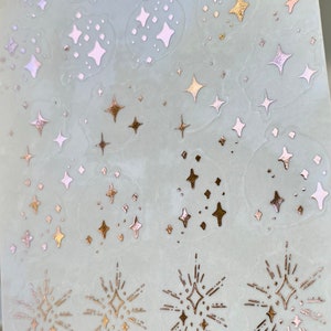 Star sparkle holographic clear stickers, small stickers, clear sticker sheet, foil stickers