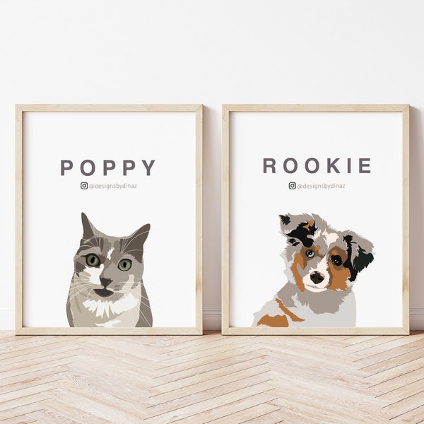 Custom Pet Portrait, Custom Digital Portrait, Custom Illustration, Custom Dog Cat Pet Portrait, Custom Digital Art, Custom Gift