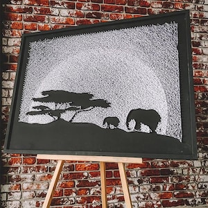 Arte con corde di elefante, opere d'arte originali dell'Africa, natura animale, design di interni per la casa, regalo per la famiglia, decorazione da parete, talismano di elefante
