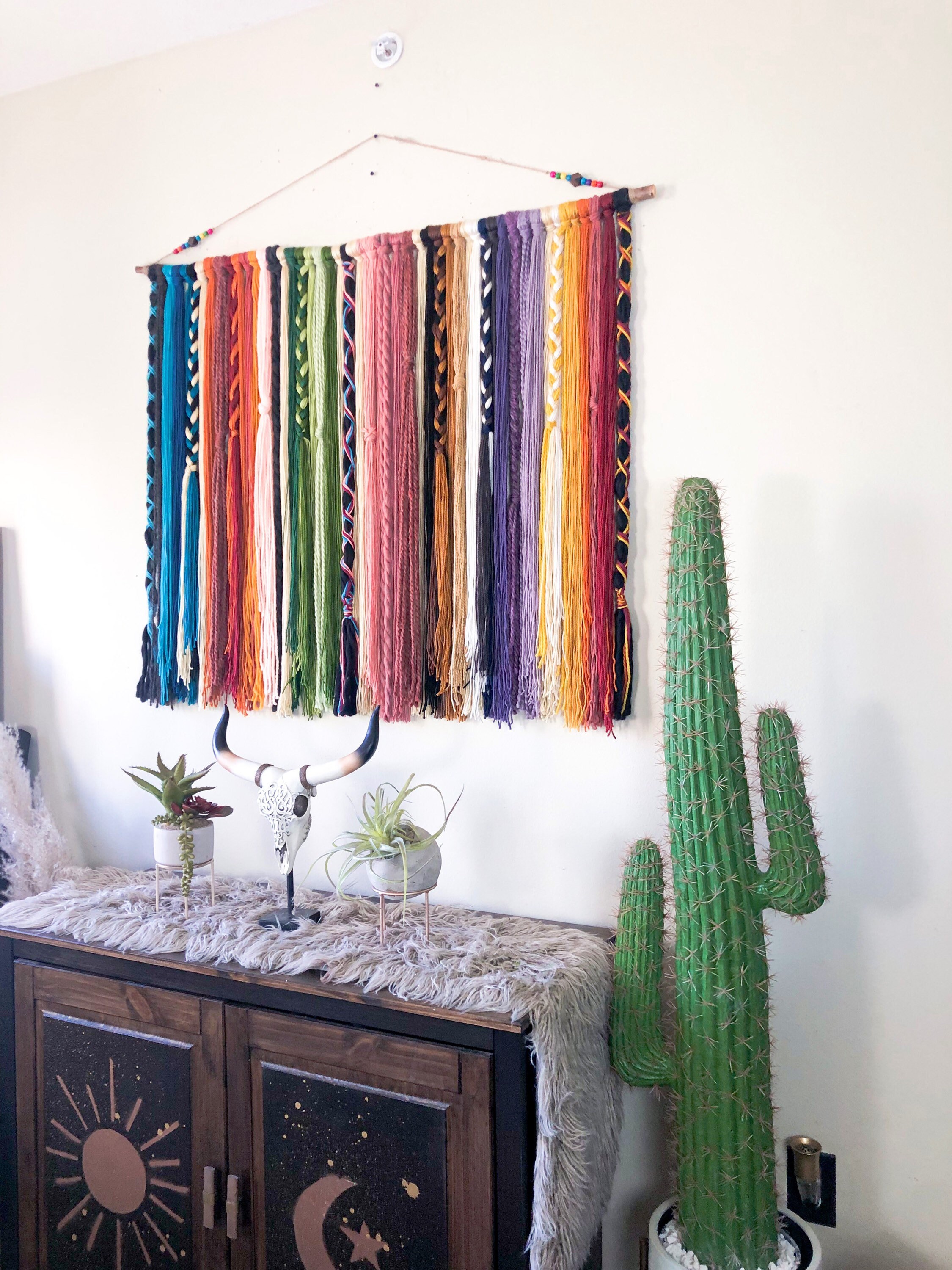 Multicolor Yarn Wall Hanging Boho Tapestry Boho Decor Fiber | Etsy