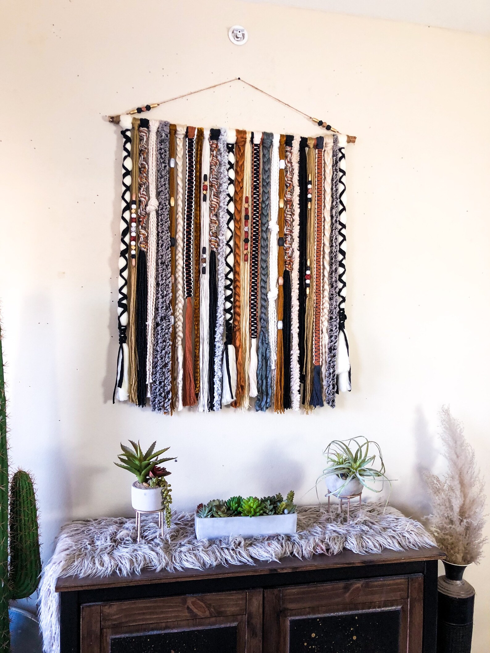 Boho Yarn Wall Hanging Boho Tapestry Boho Wall Decor Fiber - Etsy