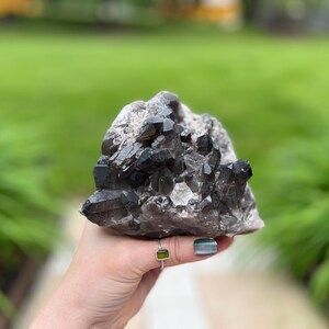Beautiful, 2.235lb Smoky Quartz Cluster, Ethically Sourced Crystal Specimen, Hematite Cluster