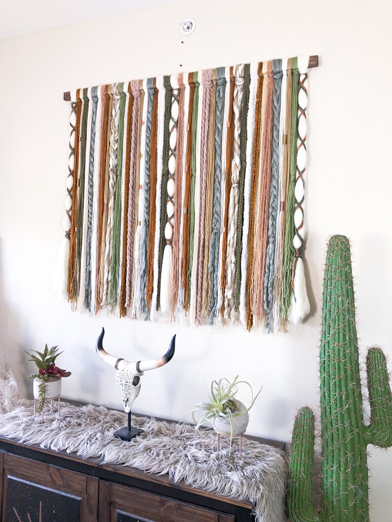 Green Boho Yarn Wall Hanging Boho Tapestry Boho Wall Decor - Etsy