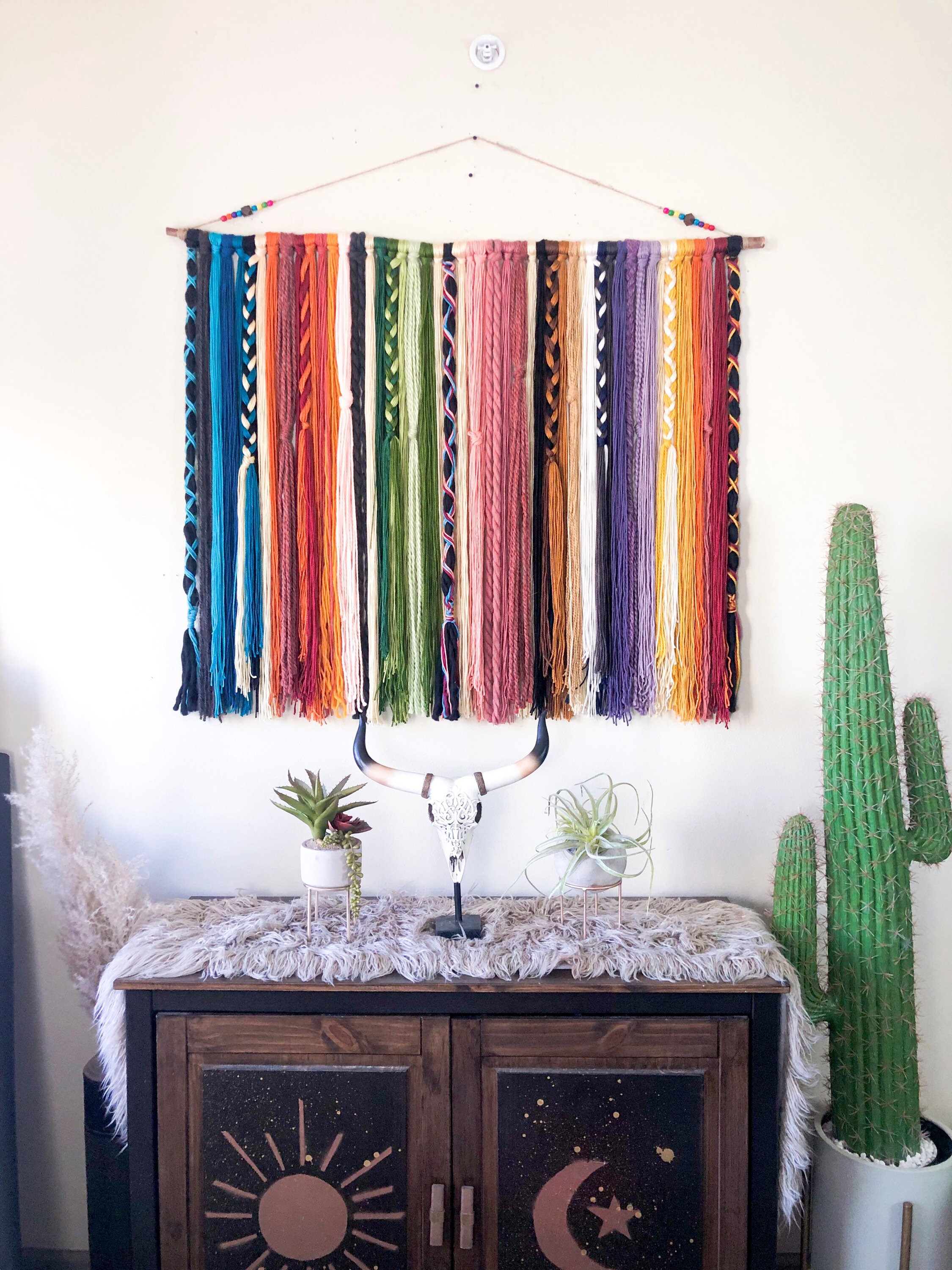 Multicolor Yarn Wall Hanging Boho Tapestry Boho Decor Fiber | Etsy