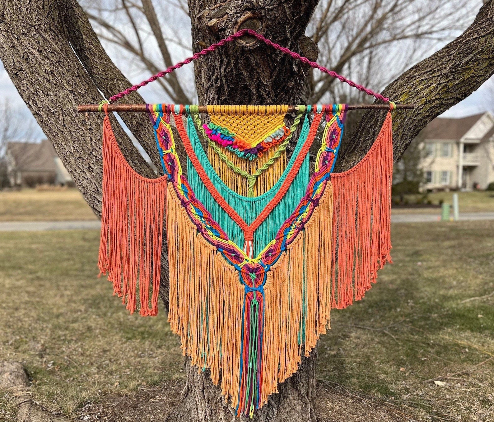 Colorful Macrame Wall Hanging Trendy Wall Art Boho Decor Etsy