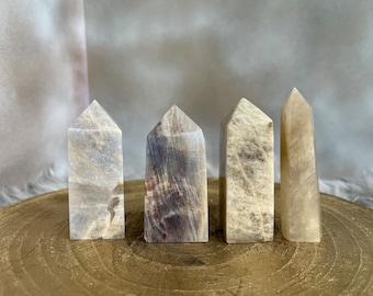 Stunning, High Flash, Belomorite Sun in Moonstone Crystal Towers, Ethically Sourced, High Quality Crystal Points
