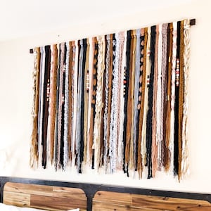 Boho Yarn Wall Hanging, Boho Tapestry, Boho Wall Decor, Fiber Art, Macrame Wall Hanging, Southwestern, Beaded Wall Hanging, Textile