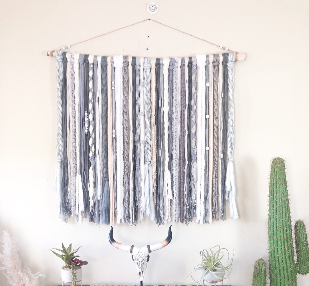 Boho Yarn Wall Hanging, Boho Tapestry, Boho Wall Decor, Fiber Art