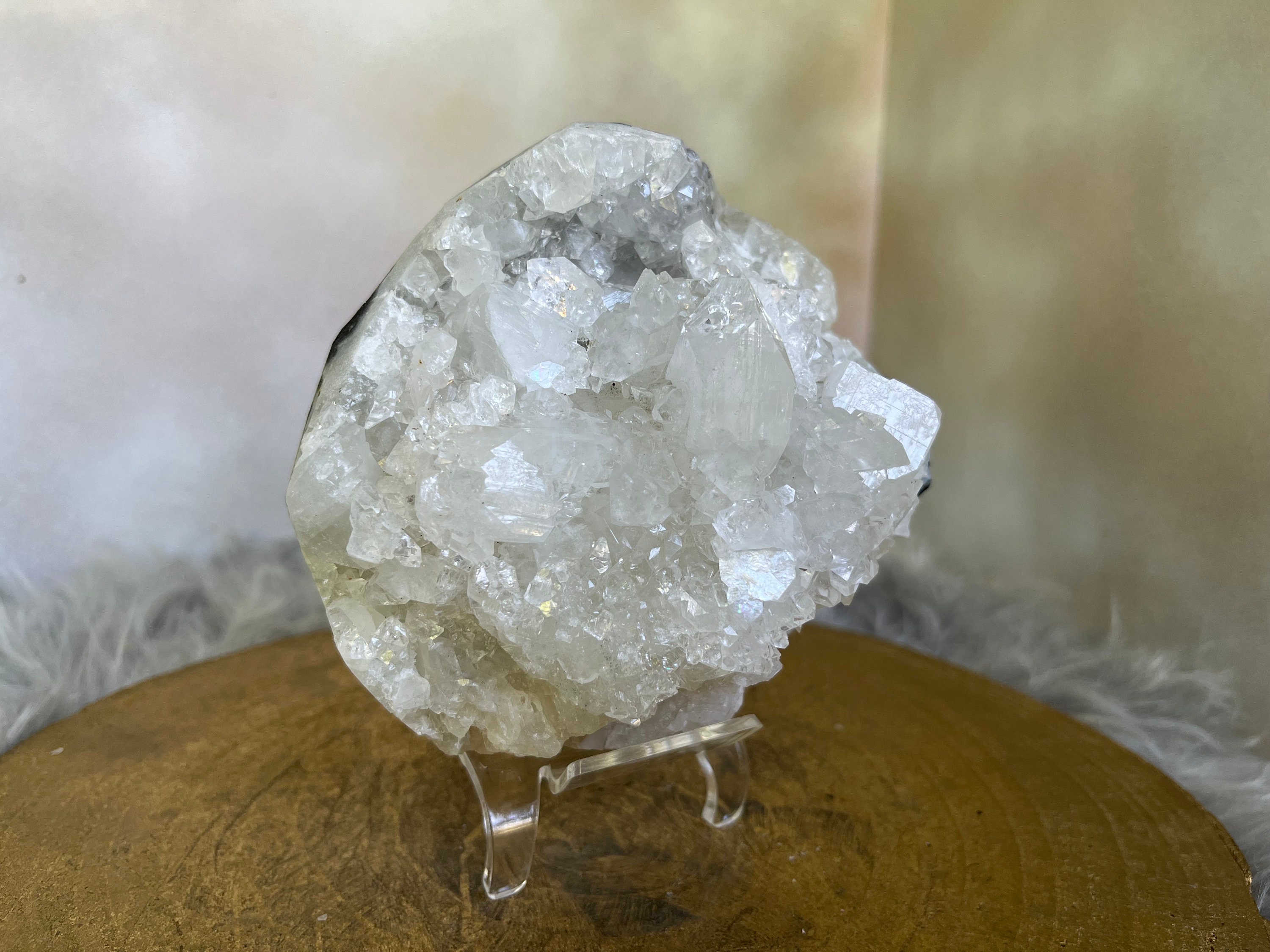 Beautiful, Diamond Apophyllite on Chalcedony Geode, Mixed Mineral ...