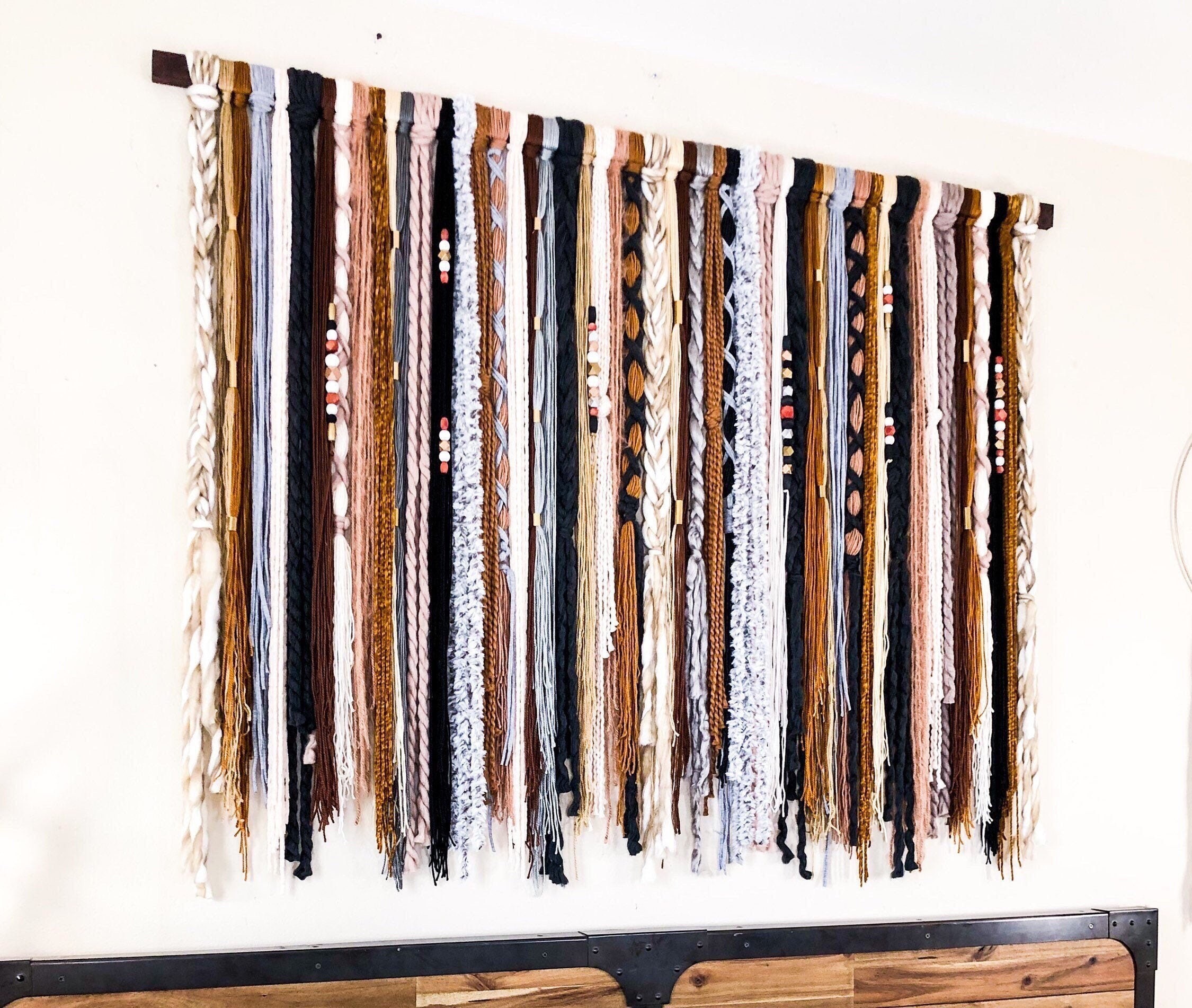Boho Yarn Wall Hanging Boho Tapestry Boho Wall Decor Fiber Etsy