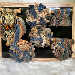 Set of 6 Athena, Ice Dyed Macrame Magnets, Boho Fridge Decor, Macrame Accessories, Cottagecore Accents, Fridge Decor, Unique Magnets, Trendy