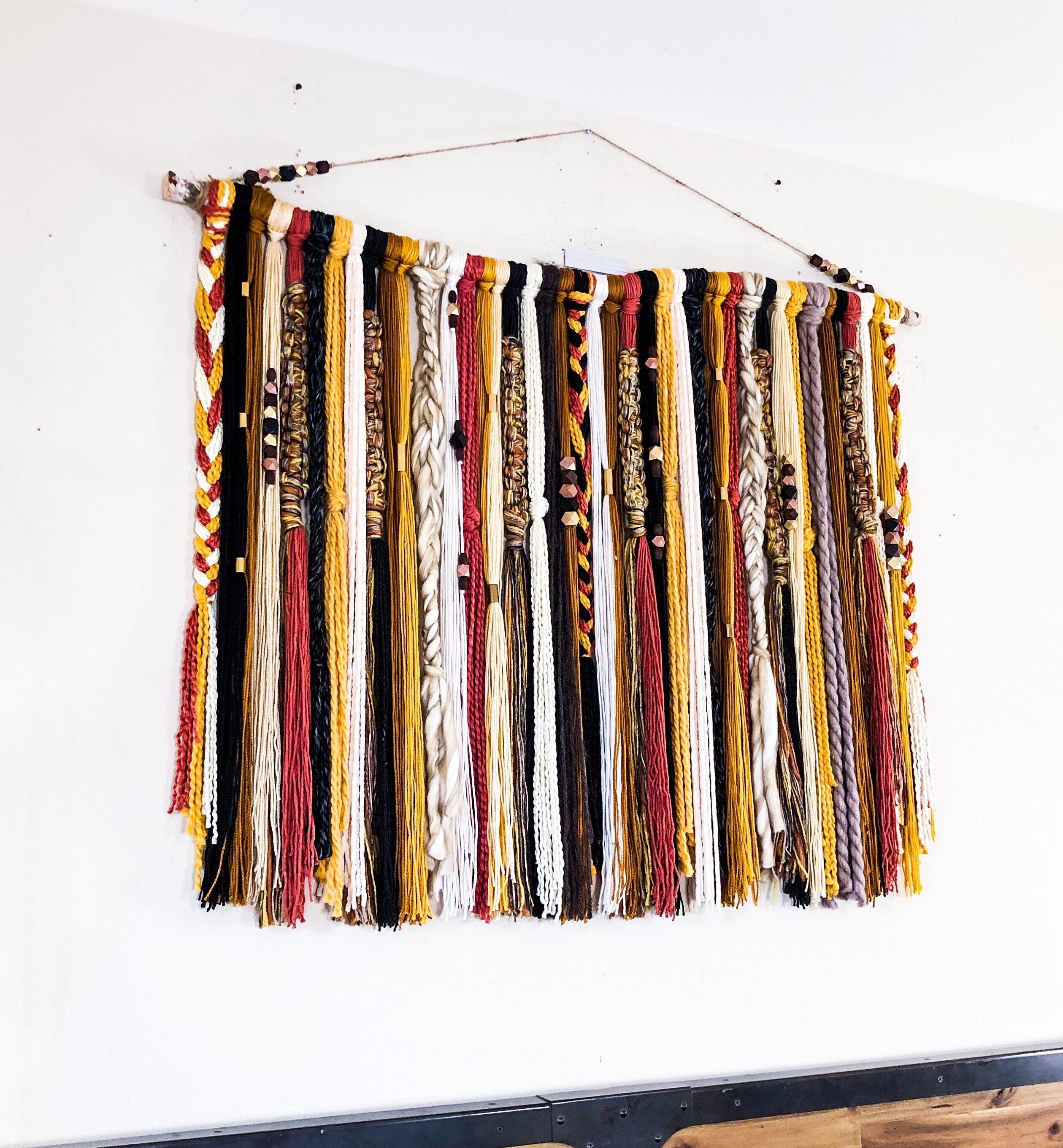 Boho Yarn Wall Hanging Boho Tapestry Boho Wall Decor Fiber Etsy