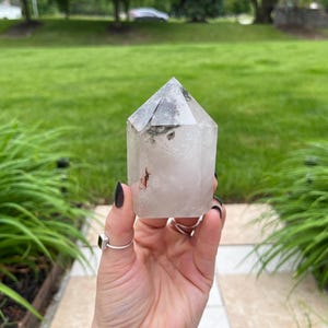 Beautiful, Garden Quartz Tower, Lodolite, Ethically Sourced Ghost/Phantom Quartz Point, Scenic Garden Quartz