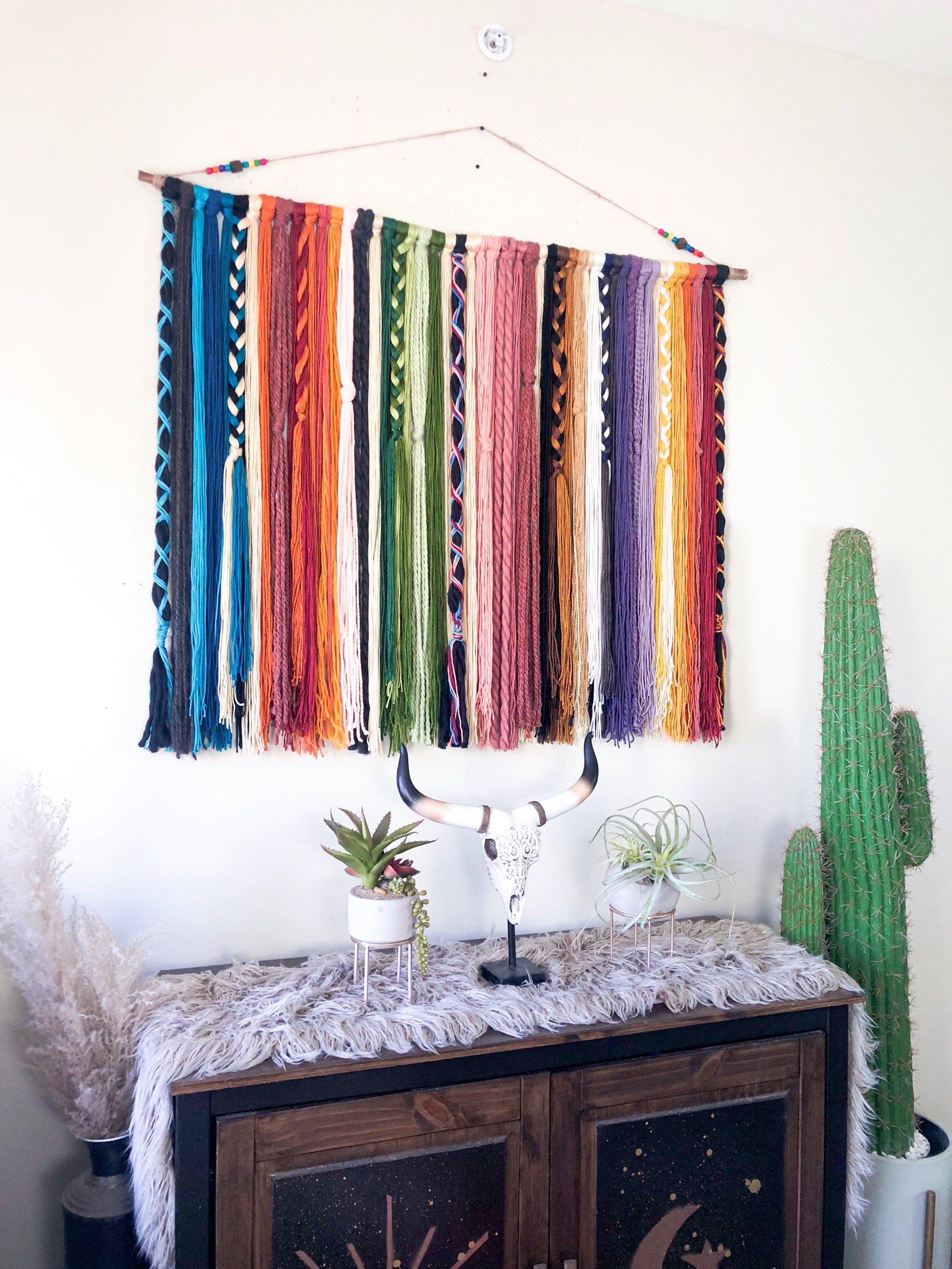 Multicolor Yarn Wall Hanging, Boho Tapestry, Boho Decor, Fiber Art ...