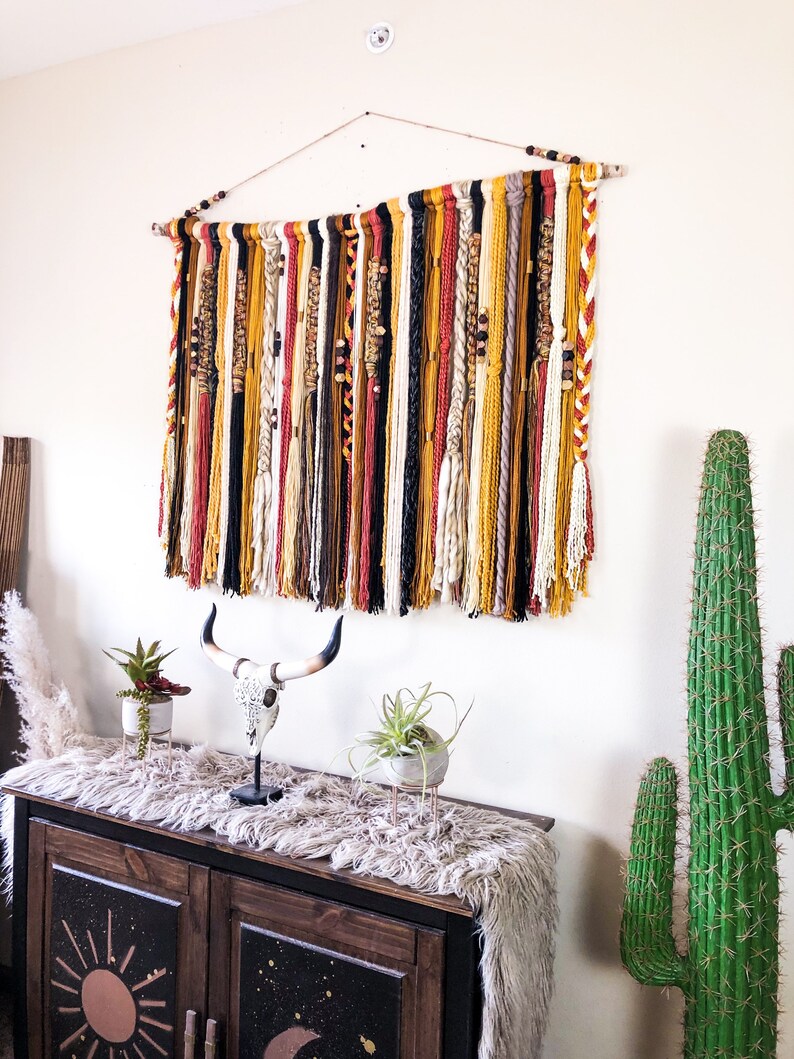 Rust Boho Yarn Wall Hanging Boho Tapestry Boho Wall Decor - Etsy