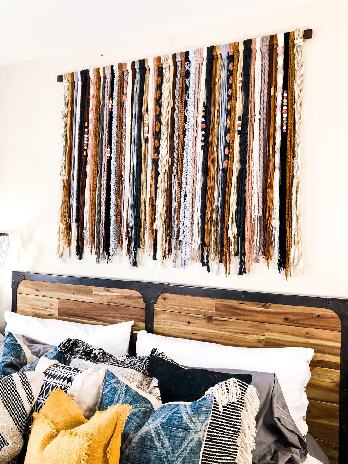 Boho Yarn Wall Hanging Boho Tapestry Boho Wall Decor Fiber Etsy