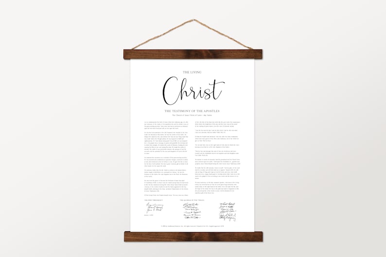 The Living Christ Hanging Canvas Testimony of the Apostles LDS Document Jesus Christ Document LDS print Perfect Easter Gift 13x19 inches