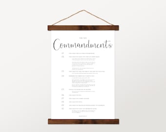 The 10 Commandments Hanging Canvas | Exodus 20 | Law of Moses | Ten Commandments | Christian Artwork | Perfect Easter Gift | Wall Décor