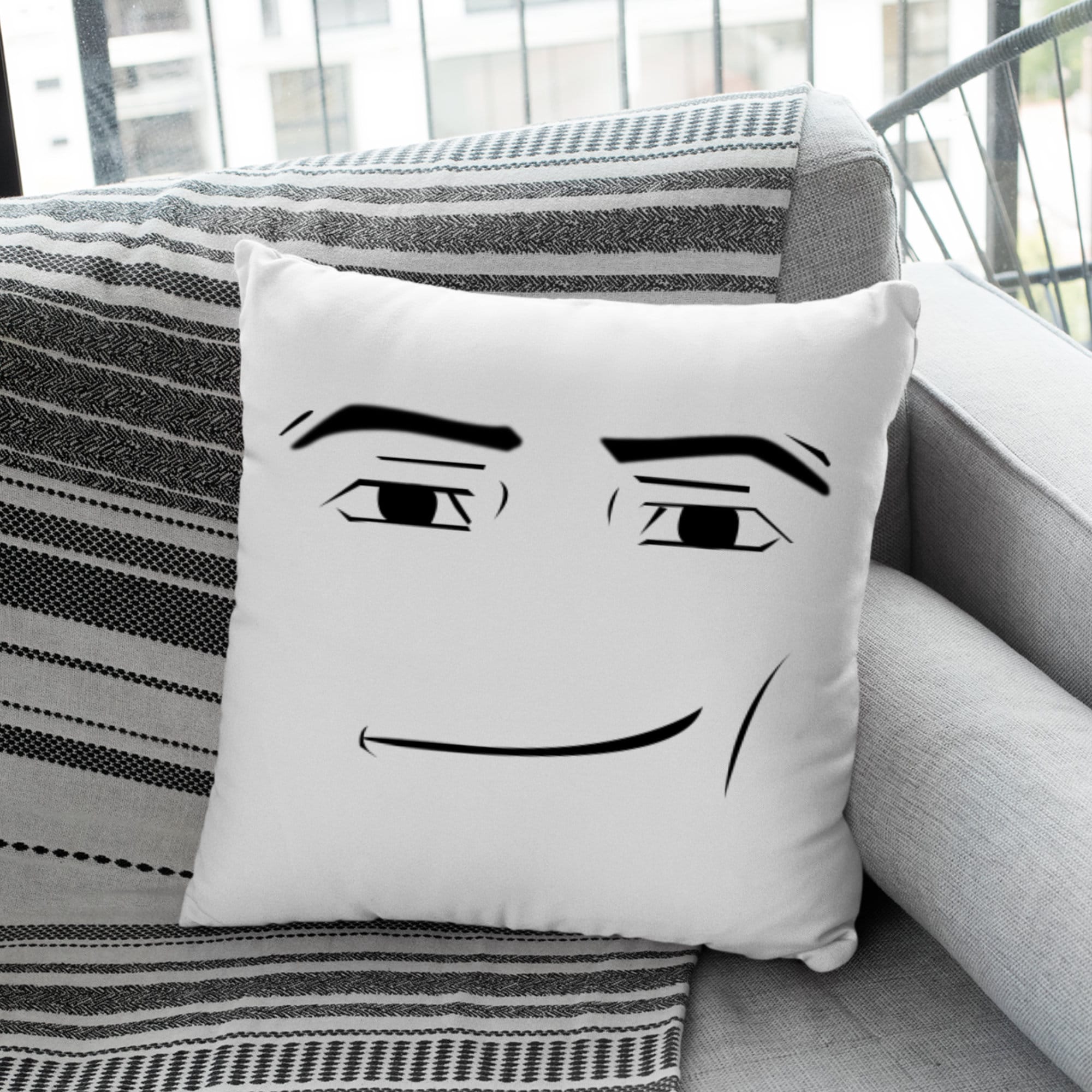 Spun Polyester Square Pillow Roblox Face Pillow / Meme 