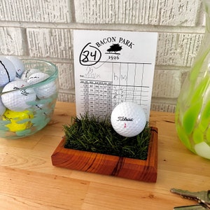 Golf Scorecard Display Gift - Tigerwood (Gift for Golfer, Ball Display, or Guy Gift)