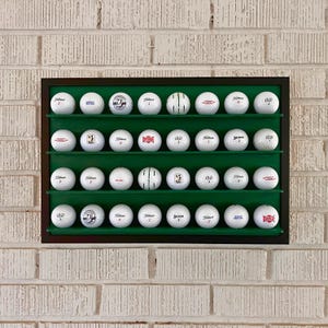 Extra Large Golf Ball Display Frame - Holds 32 Balls - Wall Mounted - Unique Framed Golf Decor Art, Gift for Golfer, Father&#39;s Day, Golf Trip