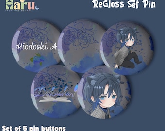 Hiodoshi Ao ReGloss Hololive Fanart Set of 5 pin buttons