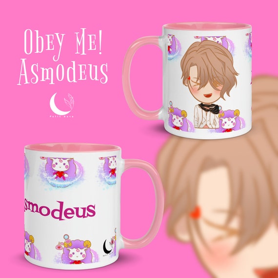 Asmodeus Obey Me Merch Otome Game Mug With Pink Color Inside Etsy UK