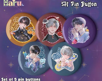 Love and Deepspace LADS, Xavier, Rafayel, Zayne, Sylus, Caleb Set of pin buttons