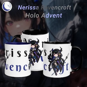 Nerissa Ravencroft Mug 11 oz & 15 oz with Black and Dark Blue Color Inside Hololive Holo Advent EN Merch