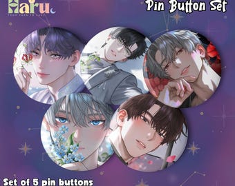 Love and Deepspace LADS Pin Button Set, Xavier, Rafayel, Zayne, Sylus, Caleb, Spring Collection