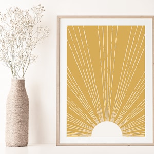 Boho Sunrise Print, Sunburst Wall Art, Abstract Sunrise Art, Sunrise Poster, Modern Boho Decor
