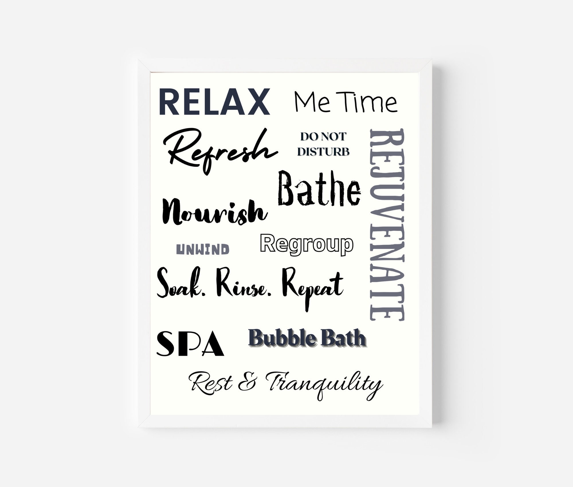 Druckbares Badezimmerschild Word Cloud Print Typography | Etsy