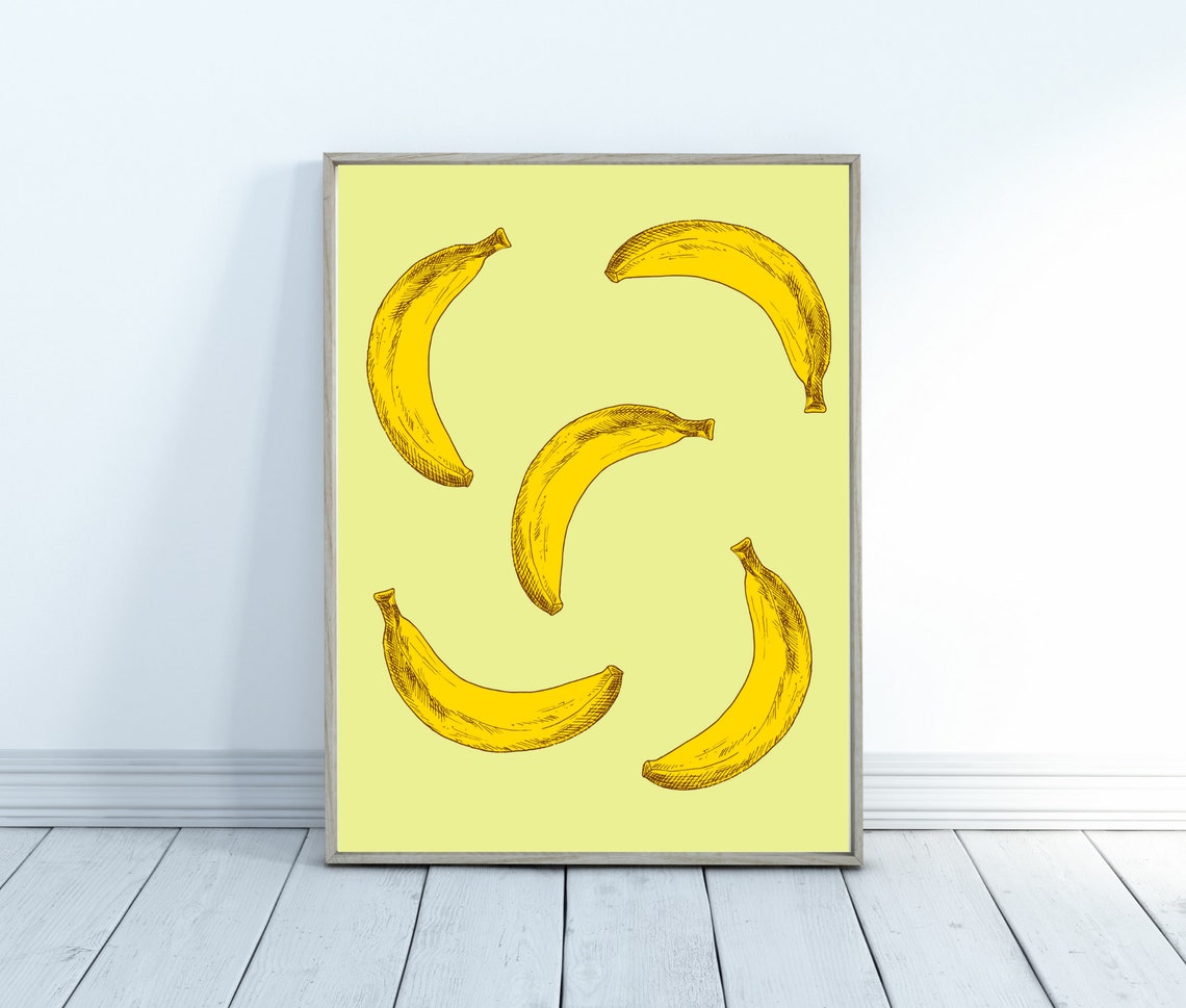 Banana Print Banana Wall Art Banana Digital Print Tropical Etsy