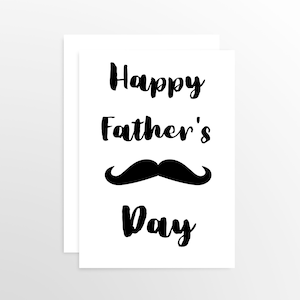 Happy Father's Day Black Handwriting Font and Mustache Digital Card