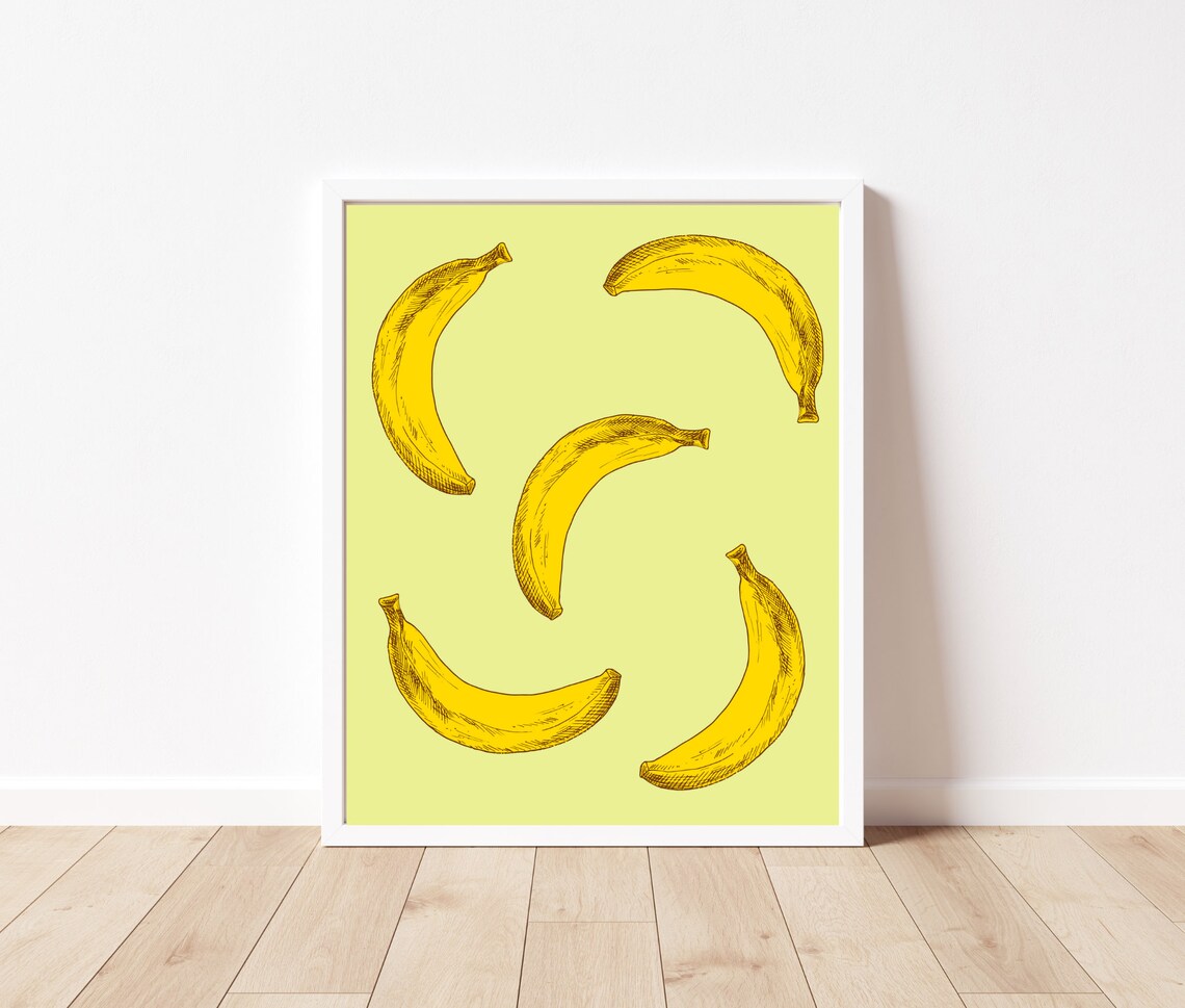 Banana Print Banana Wall Art Banana Digital Print Tropical Etsy