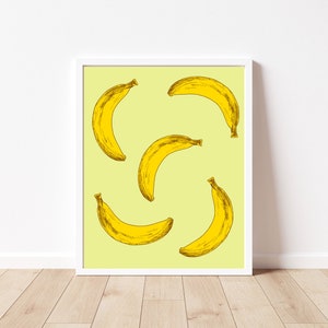Banana Print, Banana Wall Art, Banana Digital Print, Tropical Fruit Art, Perfect Gift For Fruit Lovers, Banana Art