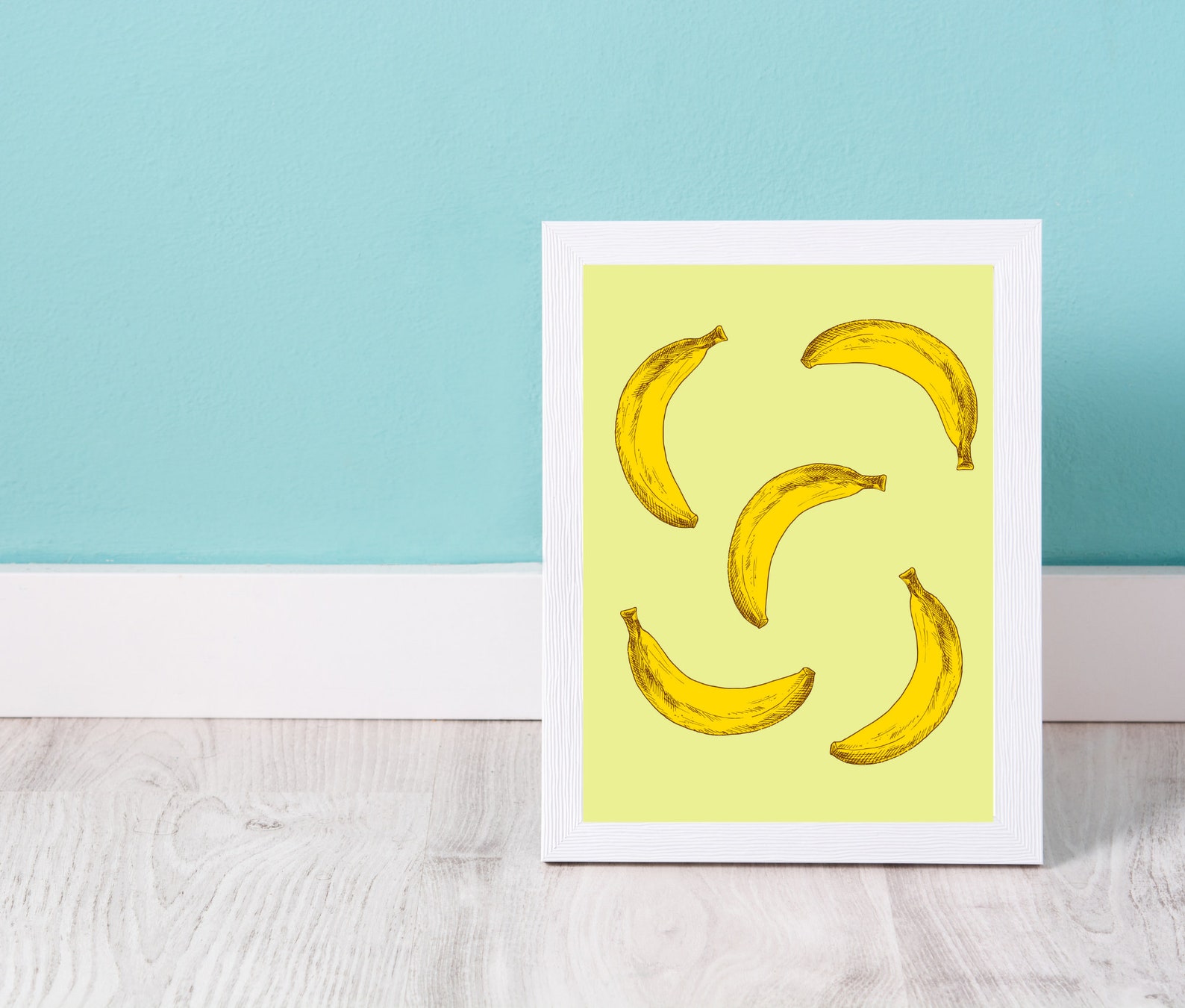 Banana Print Banana Wall Art Banana Digital Print Tropical Etsy