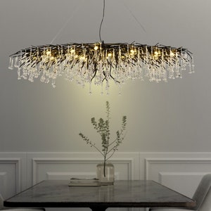 Black Chandelier Lighting, Ceiling Light Crystal Kitchen Island, Chandelier Modern Lighting Black