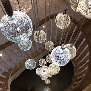 Staircase Modern Chandelier, Chandelier Modern Lighting With Acrylic Ball Custom Order