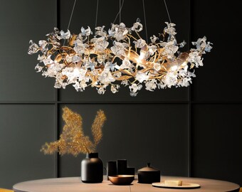 Flower Pendant Light Interior Design, Chandelier Lighting Crystal For Dining Room, Pendant Lighting, Ceiling Light