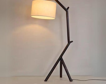 Wooden Floor Lamp - Tall Corner Standing Lamp Shade - Desk Table Lamp - Wood Floor Led Lamp - Bedroom Accent Lamp