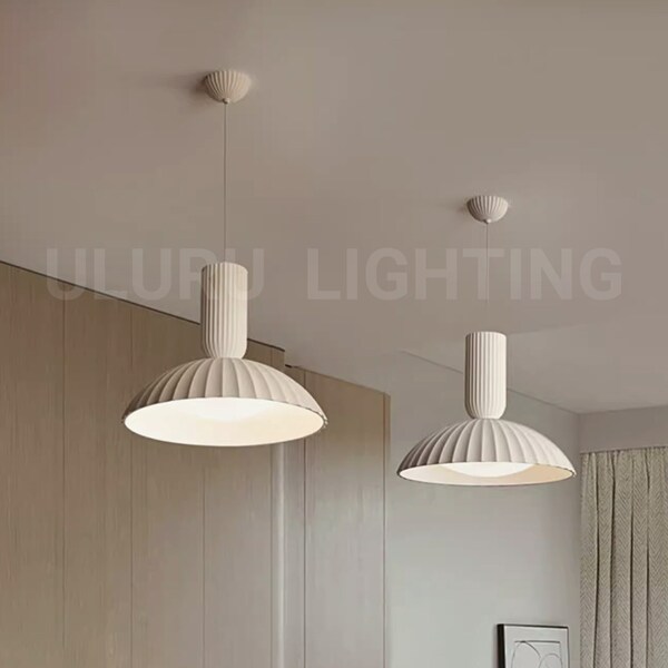 Plaster White Pendant Light Nordic, Pendant Light for Living Room, Kitchen Island Pendant Light Modern, Home Lighting Decor