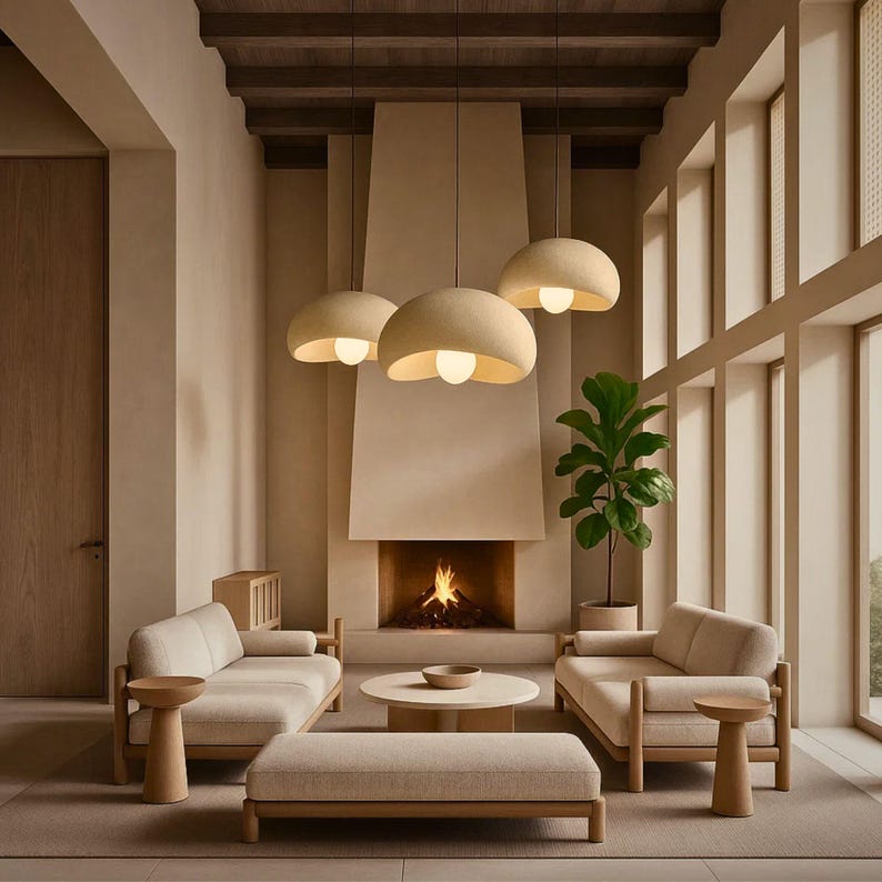 Wabi Sabi Pendant Light Trio: Japandi Style Kitchen Island Lighting Bild 5