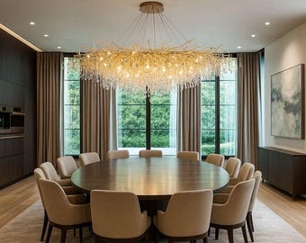 Modern Tree Branch Chandelier Glass Brass Nordic Pendant Light for Dining Room