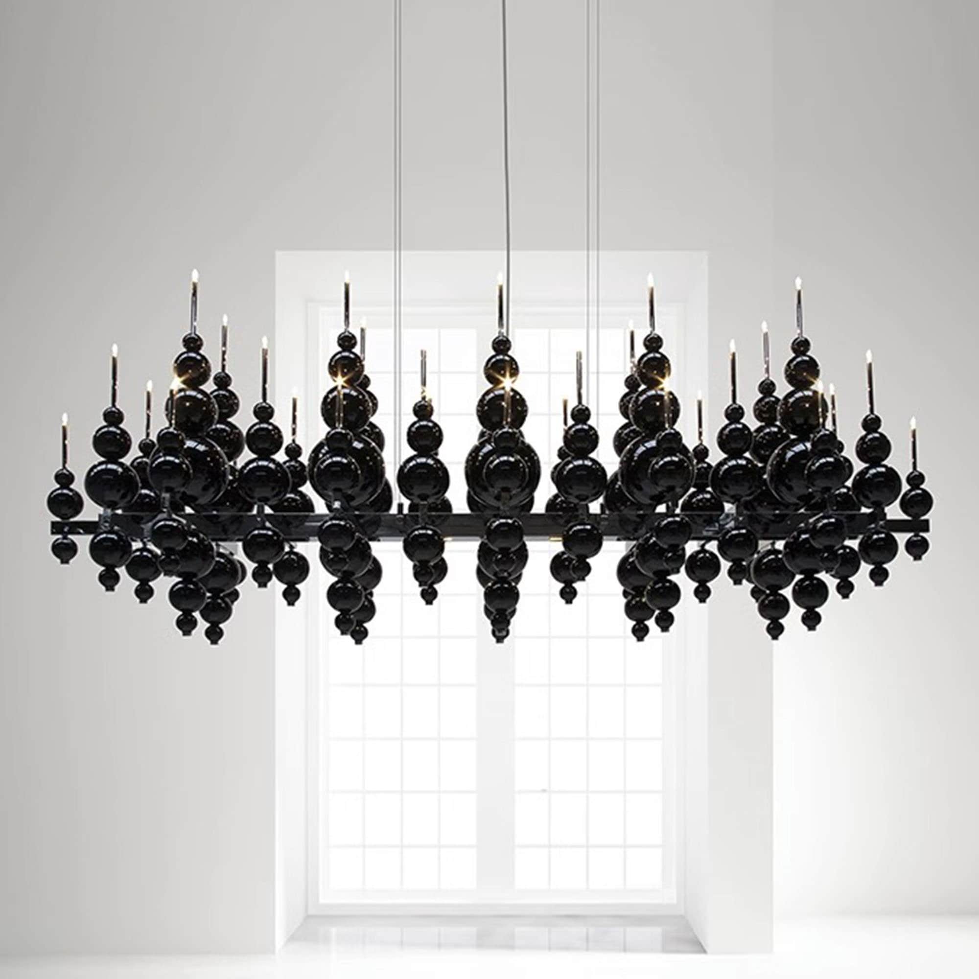 Black Chandelier Lighting Glass Elegant Addition to Any Room