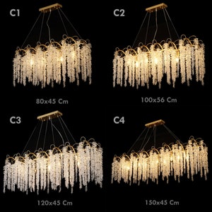 Orchid Chandelier Lighting, Large Glass Pendant Light Dining Room, Modern Crystal Pendant Chandelier Aluminium/Iron Branch image 10